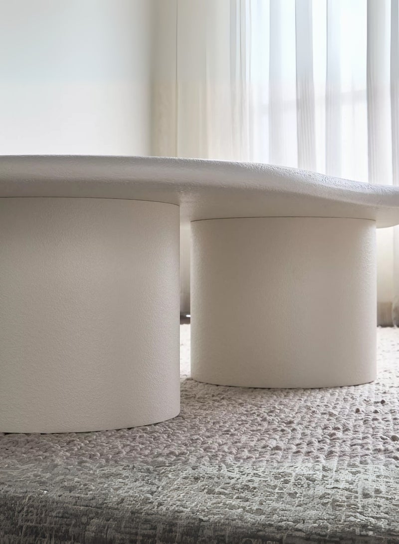 Karnak Halo Modern Beige Coffee Table with Dual Cylinder Base – Minimalist Luxury Center Table for Living RoomRoom Balcony Garden, Living Room Table Bedroom Size 90x35x150cm - Image 3