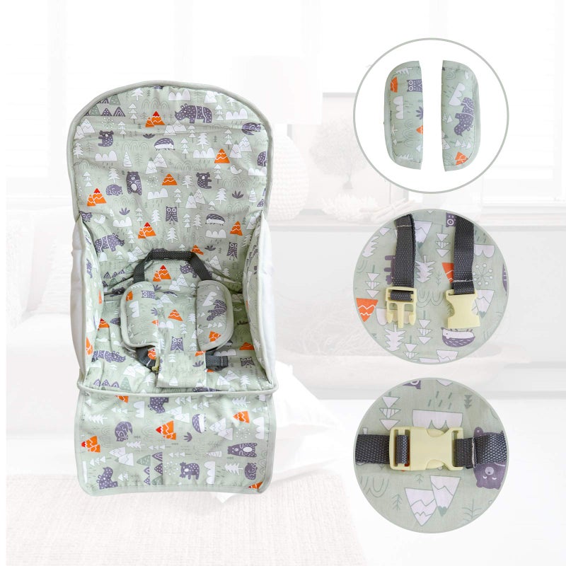 Kocpudu High Chair Pad, High Chair Cushion, High Chair Cover Pad, Safe and Comfort, Soft and Breathable, Cute Pattern, Baby Sits More Comfortableï¼ˆGreen Animal Patternï¼‰ - Image 4