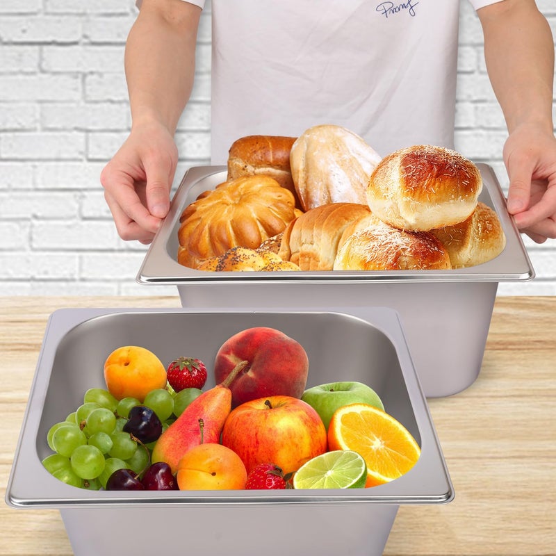 IHDYPPEW 4 Pack 1/2 Size, 6 Inch Deep Steam Table Pan, Silver 201 Stainless Steel Chafing Pan, Half Size Hotel Steam Pans for Weddings, Parties, Restaurants, Cafeterias and Hotels - Image 5