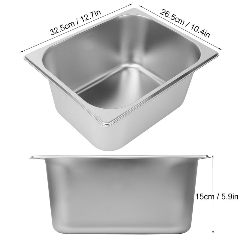 IHDYPPEW 4 Pack 1/2 Size, 6 Inch Deep Steam Table Pan, Silver 201 Stainless Steel Chafing Pan, Half Size Hotel Steam Pans for Weddings, Parties, Restaurants, Cafeterias and Hotels - Image 2