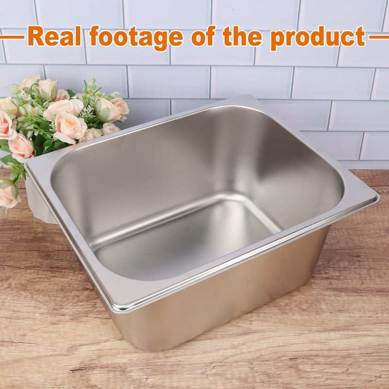 IHDYPPEW 4 Pack 1/2 Size, 6 Inch Deep Steam Table Pan, Silver 201 Stainless Steel Chafing Pan, Half Size Hotel Steam Pans for Weddings, Parties, Restaurants, Cafeterias and Hotels - Image 4