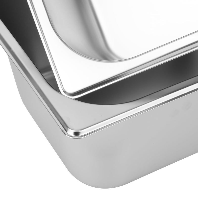 IHDYPPEW 4 Pack 1/2 Size, 6 Inch Deep Steam Table Pan, Silver 201 Stainless Steel Chafing Pan, Half Size Hotel Steam Pans for Weddings, Parties, Restaurants, Cafeterias and Hotels - Image 3