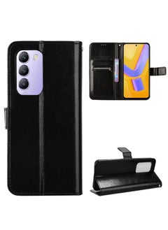 Shockproof Flip Wallet Case With Stand for  vivo V30 Lite 5G - Black