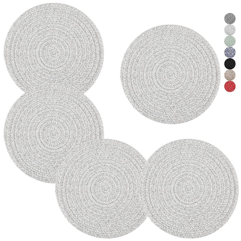 Trivets for Hot Dishes Pots and Pans 8 Inches Hot Pads 5 Pcs Pot Holders for Kitchen Heat Resistant Mat Protect Counter Coasters Set Home Essentials Farmhouse Decor Gray