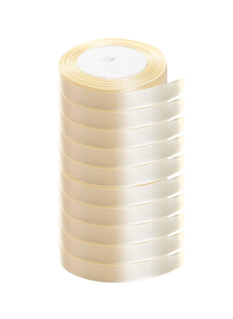شريط ساتان 10 قطع بعرض 10 مم بلون كريمي - Image 1