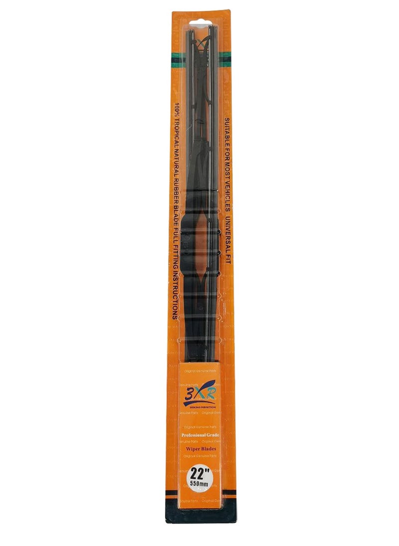 3XR - Car Wiper Blades 22" 550mm Professional Grade 2 Pcs Set Universal Car Wiper Blades - Image 1