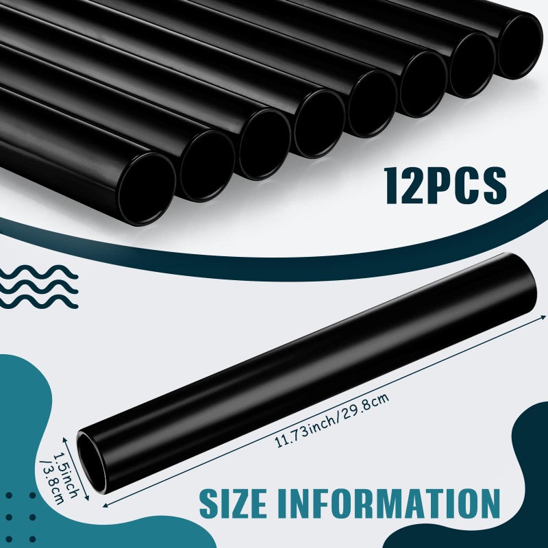 Hanaive 12 Pieces Relay Baton Sports Aluminum Track Baton Field Race Equipments for Running Race Team Corrosion Resistant for Students Office Clark Running Outdoor Field Race Tools(Black) - Image 3