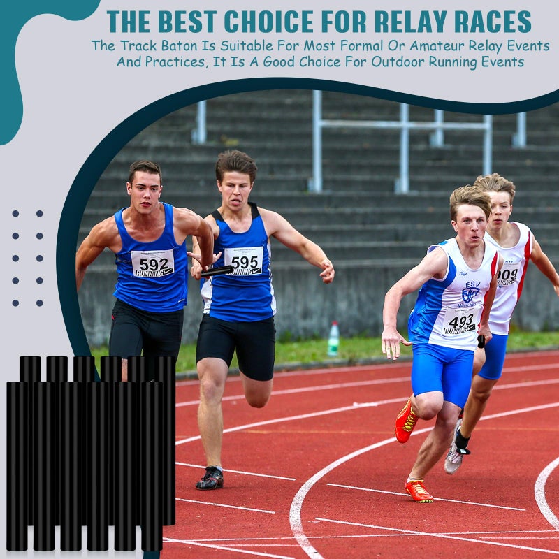 Hanaive 12 Pieces Relay Baton Sports Aluminum Track Baton Field Race Equipments for Running Race Team Corrosion Resistant for Students Office Clark Running Outdoor Field Race Tools(Black) - Image 5