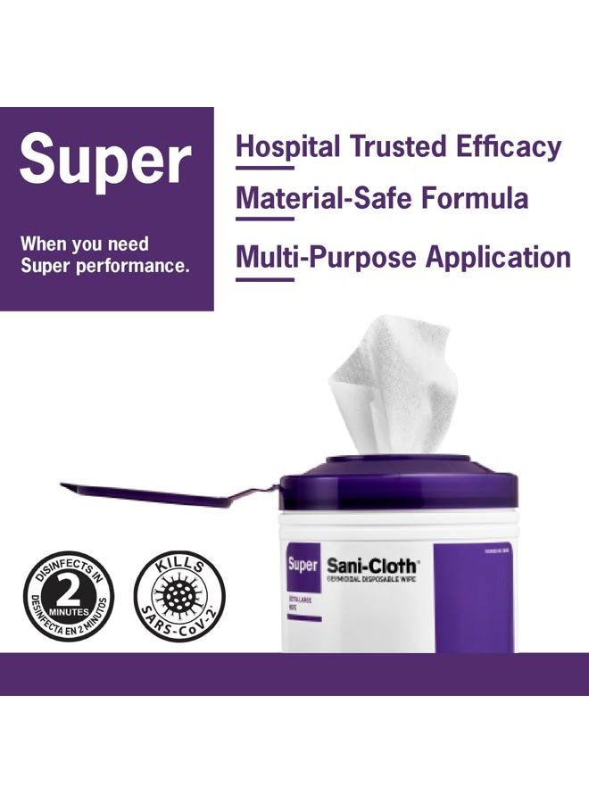 PDI Q55172 Super Sani Cloth Germicidal Disinfecting Wipes, Large 6" x 6-3/4", 160 Wipes (Case of 12 Canisters) - Image 2