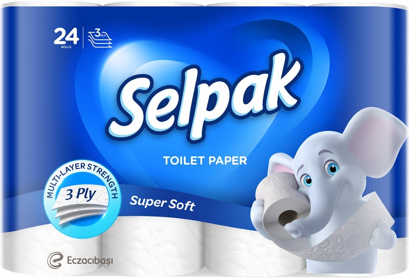Selpak 3 Ply Toilet Paper Super Soft  Cushiony 24 Rolls