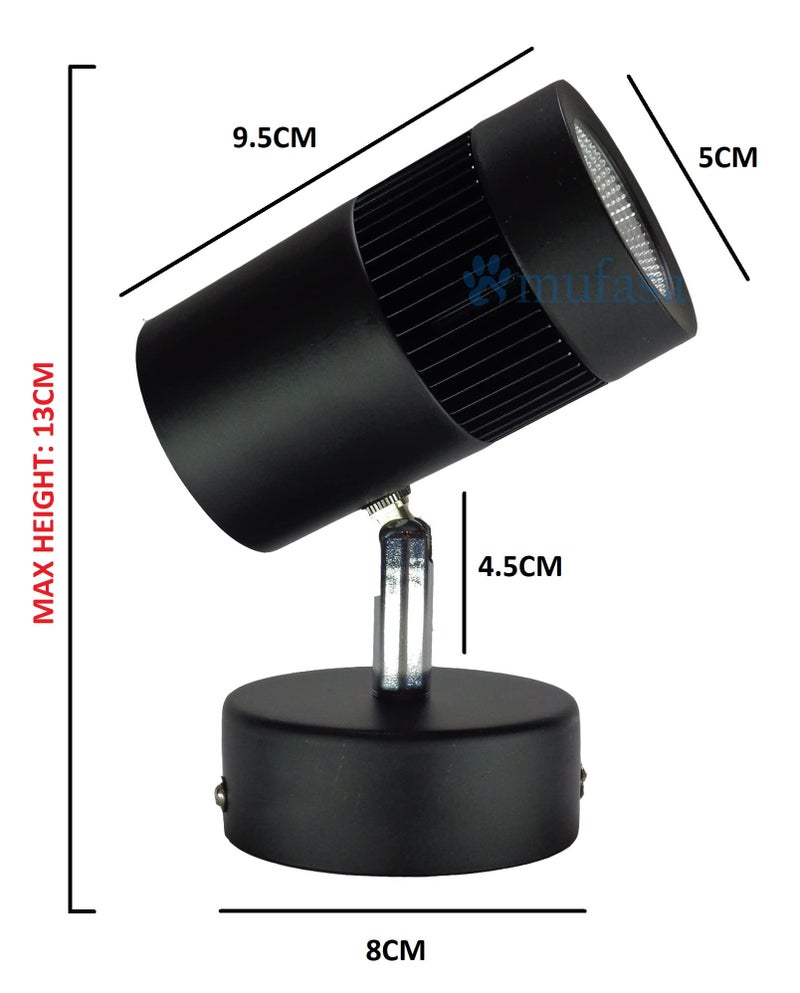 Mufasa 9 Watts Black Body LED Spot Focus Wall Light 13Cm Height (Indoor Use Only) (Warm White, Aluminium Body) - Image 3