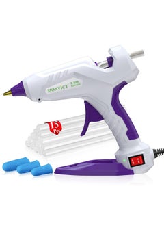 Generic Full Size Hot Glue Gun Monvict Dual Temp Glue Gun 60/100W Base Stand Heavy Duty Melt Glue Gun Kit With 15 Pieces Glue Sticks And 3 Finger Protectors For Sealing Wax Quick Repairs Diy Art And Crafts  - Image 1