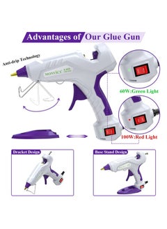 Generic Full Size Hot Glue Gun Monvict Dual Temp Glue Gun 60/100W Base Stand Heavy Duty Melt Glue Gun Kit With 15 Pieces Glue Sticks And 3 Finger Protectors For Sealing Wax Quick Repairs Diy Art And Crafts  - Image 4