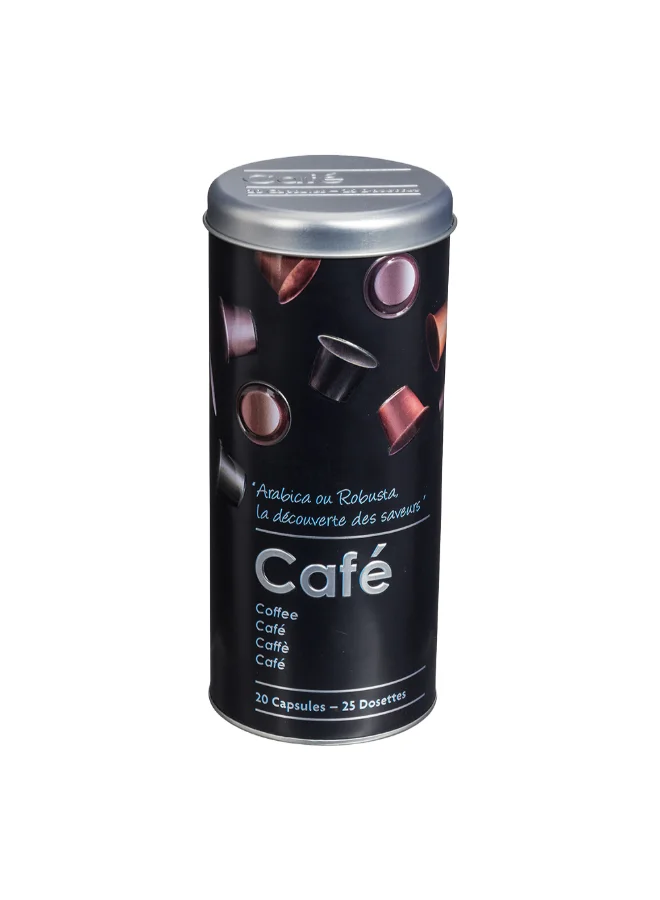 Five Simply Smart Durable Metal Coffee Capsule Box Black and Silver 17.8 x 7.8 x 7.8 cm 136303