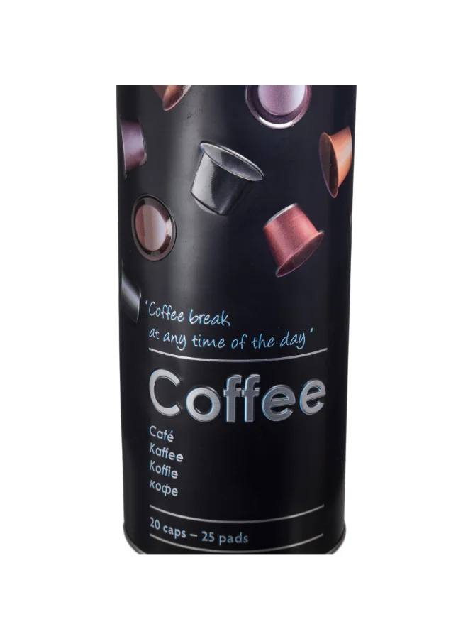 Five Simply Smart Durable Metal Coffee Capsule Box Black and Silver 17.8 x 7.8 x 7.8 cm 136303