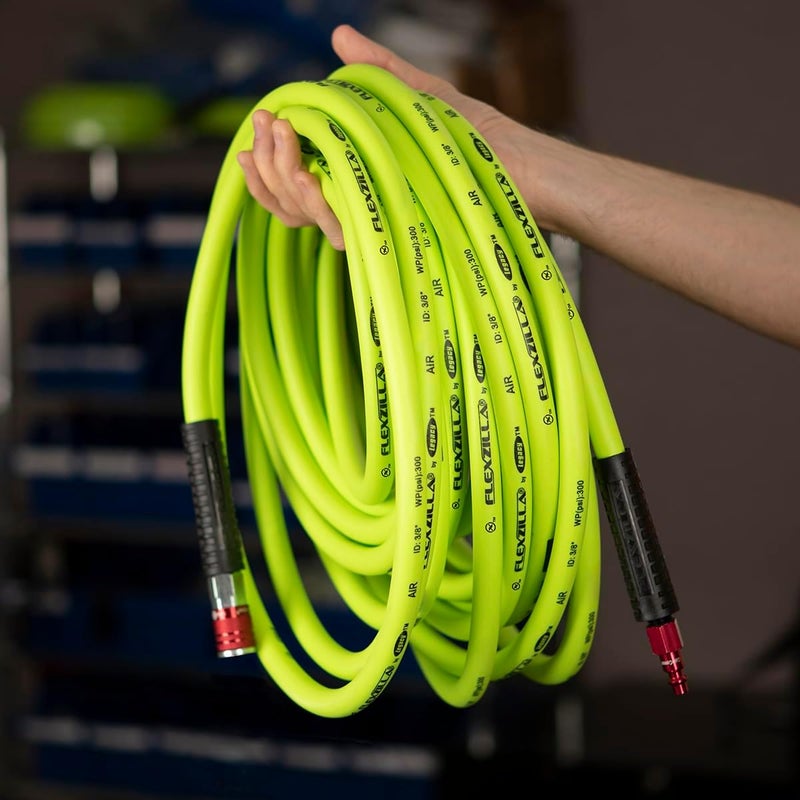 Flexzilla Air Hose with ColorConnex Industrial Type D Coupler and Plug, 1/4 in. x 25 ft., Heavy Duty, Lightweight, ZillaGreen - Image 5