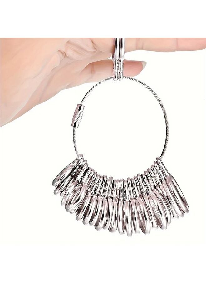 أداة قياس حجم الخاتم الفولاذية بحلقات القياس من 1-13 بنصف مقاس لصنع المجوهرات - Image 4