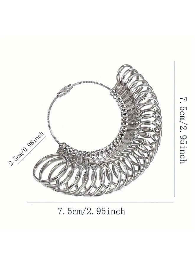 أداة قياس حجم الخاتم الفولاذية بحلقات القياس من 1-13 بنصف مقاس لصنع المجوهرات - Image 5