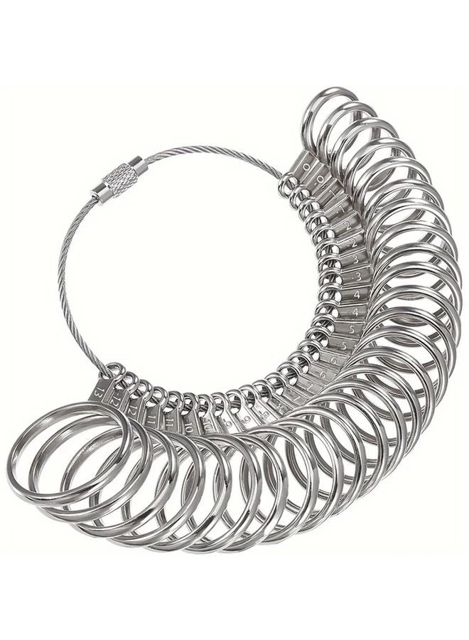 أداة قياس حجم الخاتم الفولاذية بحلقات القياس من 1-13 بنصف مقاس لصنع المجوهرات - Image 1