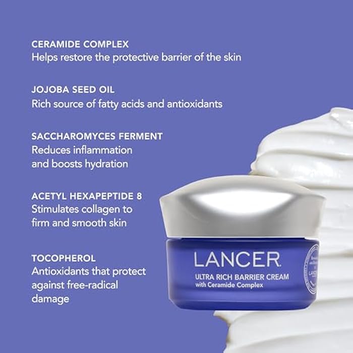 Lancer Ultra Rich Barrier Cream with Ceramide and Jojoba, Intense Moisturizing Skin Barrier Repair Cream for Dry Skin and Wrinkles (1.7 oz) - Image 5