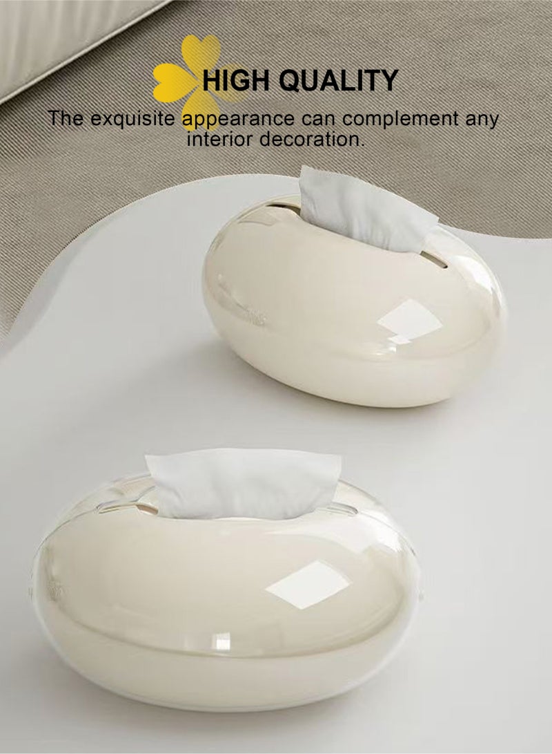 HomarKet Tissue Box Holder High-end Creative Tissue Box, Stylish Desktop Napkin Box Suitable for Placement on The Coffee Table in The Living Room, Table Decoration, Enhance Home Style, Beige. - Image 4