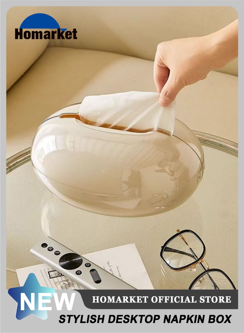 HomarKet Tissue Box Holder High-end Creative Tissue Box, Stylish Desktop Napkin Box Suitable for Placement on The Coffee Table in The Living Room, Table Decoration, Enhance Home Style, Beige. - Image 1
