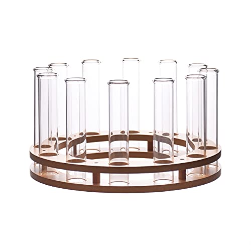 LABZIO Round Wooden Test Tube Flower Vase for Table Top with Borosilicate 3.3 Glass Tubes | Hydroponic Plant Holder | Wooden Stand Decorative Vase for Living Room, Dining Table,Office Desk,Home Decor - Image 3