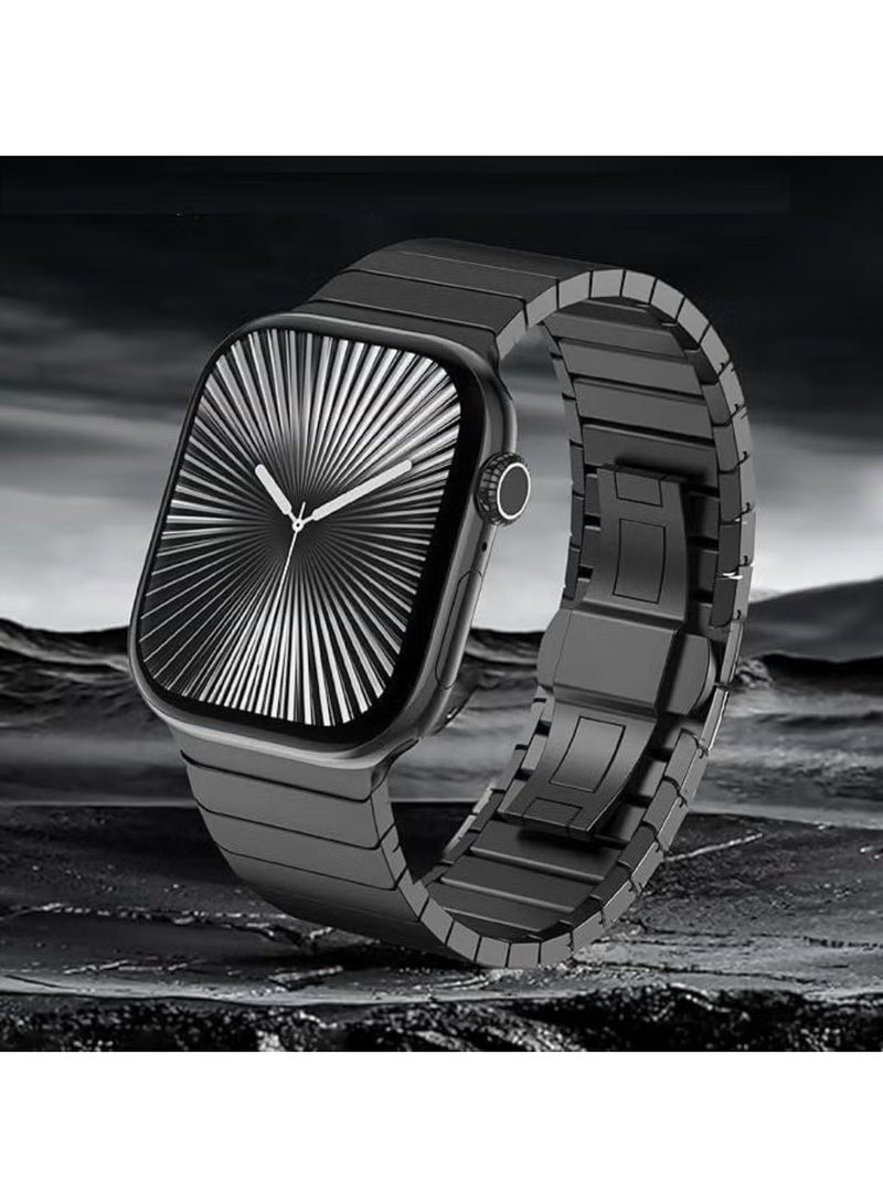 TIGER Stainless Steel Strap for iWatch 49mm, 46mm, 45mm, 44mm, 42mm – Black Replacement Band for Apple Watch Ultra 3, Ultra 2, Ultra, Series 10, 9, 8, 7, SE, 6, 5, 4, 3, 2, 1 – Sleek, Durable & Adjustable - Image 3