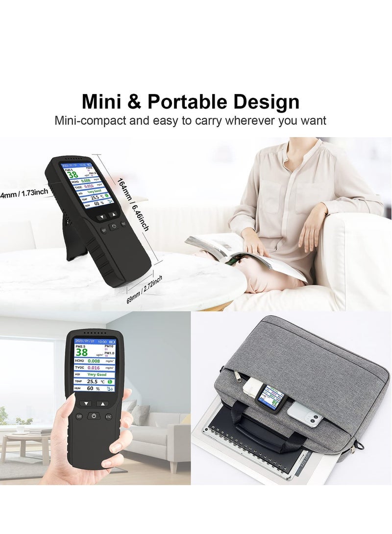 SYOSI Air Quality Monitor, Formaldehyde Detector, Temperature & Humidity Meter, Pollution Tester, Sensor; Detect PM2.5/PM10/PM1.0 Micron Dust, Test Indoor TVOC Volatile Organic Compound Gas; eBook - Image 4
