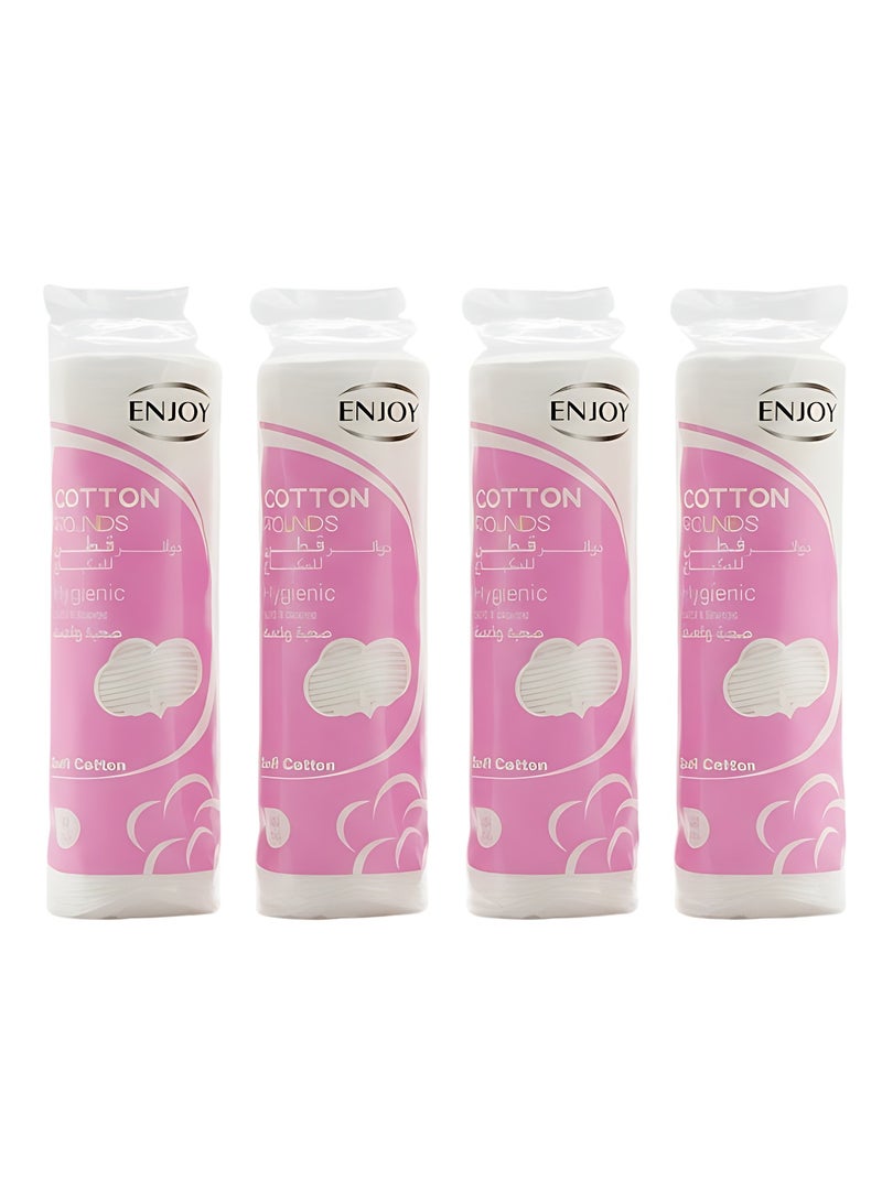 إنجوي مجموعة Enjoy أقراص قطنية ناعمة للعناية بالبشرة وإزالة المكياج – باندل 4 عبوات (100٪ قطن طبيعي نقي، خالية من النسالة، مزدوجة الملمس، فائقة الامتصاص وآمنة للأطفال والبشرة الحساسة) - Image 1