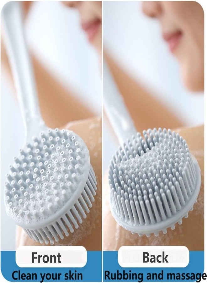 SPITEN Silicone Bath Brush with Long Handle - Soft Bristles Back Scrubber for Shower | Body Massage - Exfoliating Dirt Removal Brush for Men | Women (Blue) - Image 3