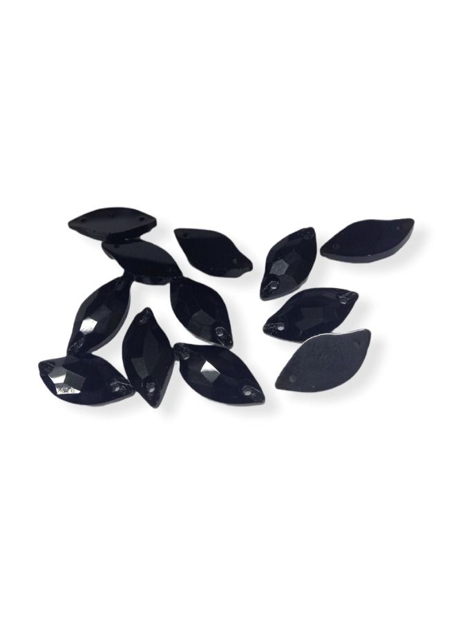 12-Piece Flat Back Sew on Eye Shaped Fancy Glass Crystal Sewing for Clothing Dress Decorations 10X20 Millimeter  - Image 1