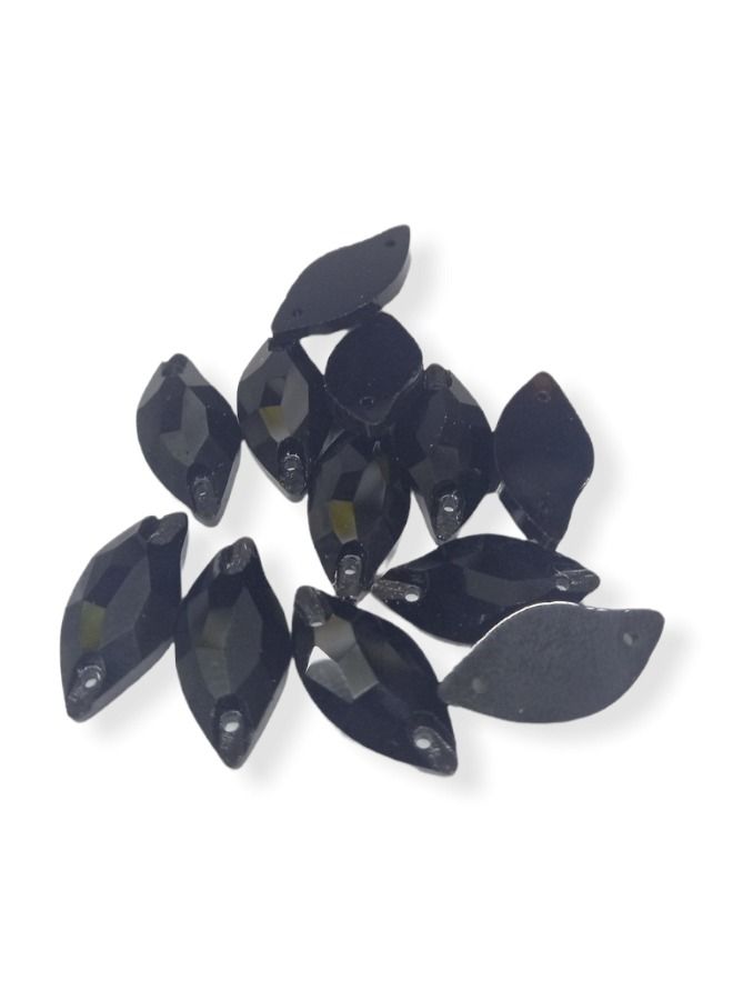 12-Piece Flat Back Sew on Eye Shaped Fancy Glass Crystal Sewing for Clothing Dress Decorations 10X20 Millimeter  - Image 2