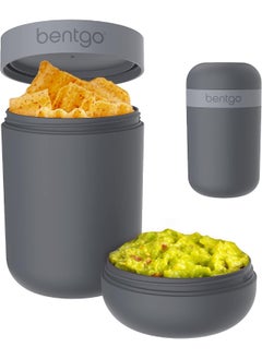 Bentgo Bentgo Snack Cup - Reusable Snack Container with Leak-Proof Design, Toppings Compartment, and Dual-Sealing Lid, Portable & Lightweight for Work, Travel, Gym - Dishwasher Safe (Dark Gray)  - Image 1