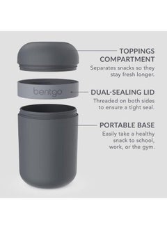 Bentgo Bentgo Snack Cup - Reusable Snack Container with Leak-Proof Design, Toppings Compartment, and Dual-Sealing Lid, Portable & Lightweight for Work, Travel, Gym - Dishwasher Safe (Dark Gray)  - Image 4