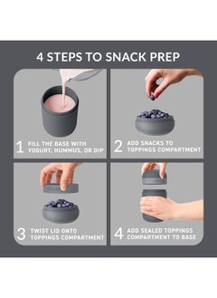 Bentgo Bentgo Snack Cup - Reusable Snack Container with Leak-Proof Design, Toppings Compartment, and Dual-Sealing Lid, Portable & Lightweight for Work, Travel, Gym - Dishwasher Safe (Dark Gray)  - Image 3