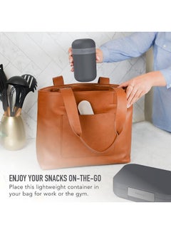 Bentgo Bentgo Snack Cup - Reusable Snack Container with Leak-Proof Design, Toppings Compartment, and Dual-Sealing Lid, Portable & Lightweight for Work, Travel, Gym - Dishwasher Safe (Dark Gray)  - Image 2