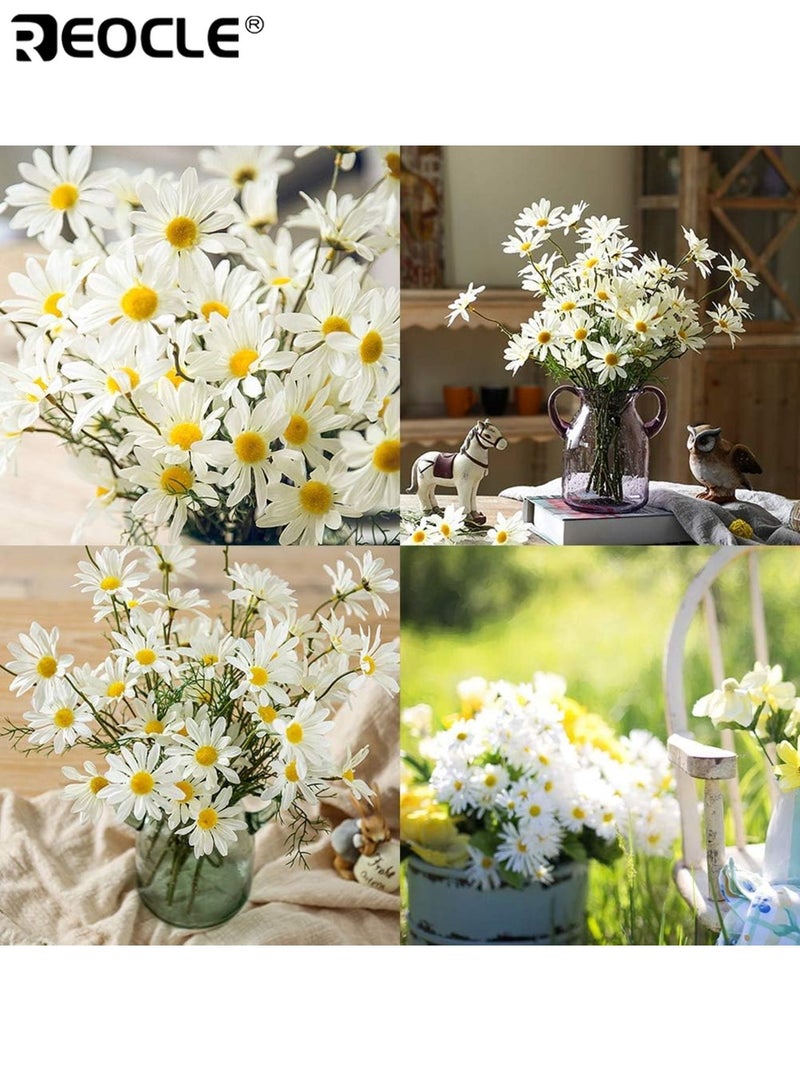 REOCLE 10PCS Artificial Cosmos Silk Flowers Plastic Gerber Daisy Floral Arrangements for Wedding Bouquets Table Centerpieces Home Kitchen Garden Party Decorations Realistic Looking Ideal for Families Decor Enthusiasts - Image 3