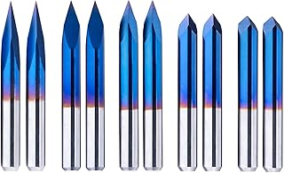 FoxAlien FoxAlien 20/30/45/60/90deg 0.1mm Triangular CNC Router Bits Set, 1/8" Shank Engraving Carving V-Bit with Nano Blue  - Image 1