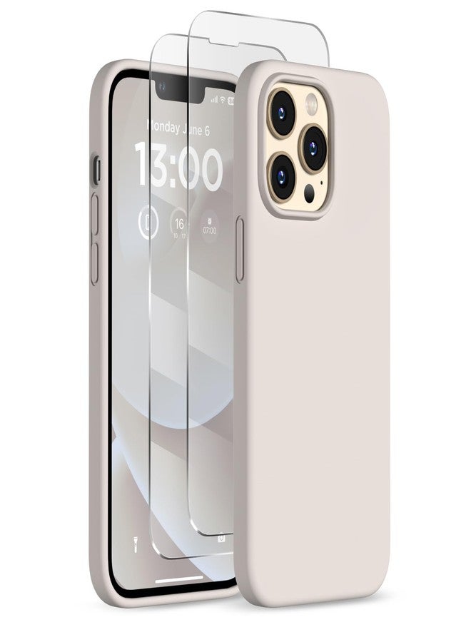 جراب COFFKER مصمم خصيصًا لهاتف iPhone 13 Pro Max، مصنوع من السيليكون السائل مع واقيين للشاشة، جراب حماية نحيف مقاوم للصدمات لكامل هيكل الهاتف، مناسب لهاتف iPhone 13 Pro Max مقاس 6.7 بوصة، لون حجري - Image 1