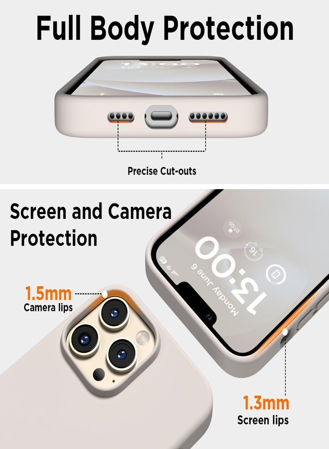 جراب COFFKER مصمم خصيصًا لهاتف iPhone 13 Pro Max، مصنوع من السيليكون السائل مع واقيين للشاشة، جراب حماية نحيف مقاوم للصدمات لكامل هيكل الهاتف، مناسب لهاتف iPhone 13 Pro Max مقاس 6.7 بوصة، لون حجري - Image 3
