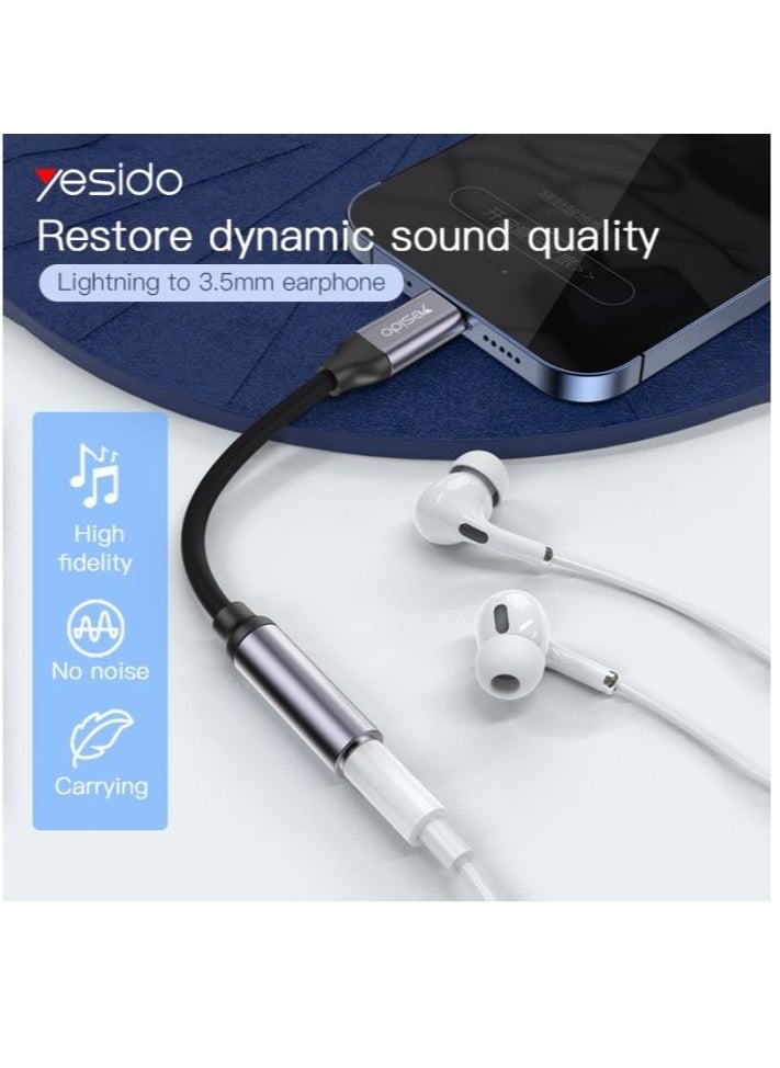Yesido - Yesido Audio Cable AUX 3.5MM Lightning To Headphone Adapter 3.5millimeter Black - Image 1
