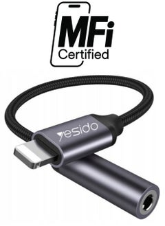 Yesido Audio Cable AUX 3.5MM Lightning To Headphone Adapter 3.5millimeter Black