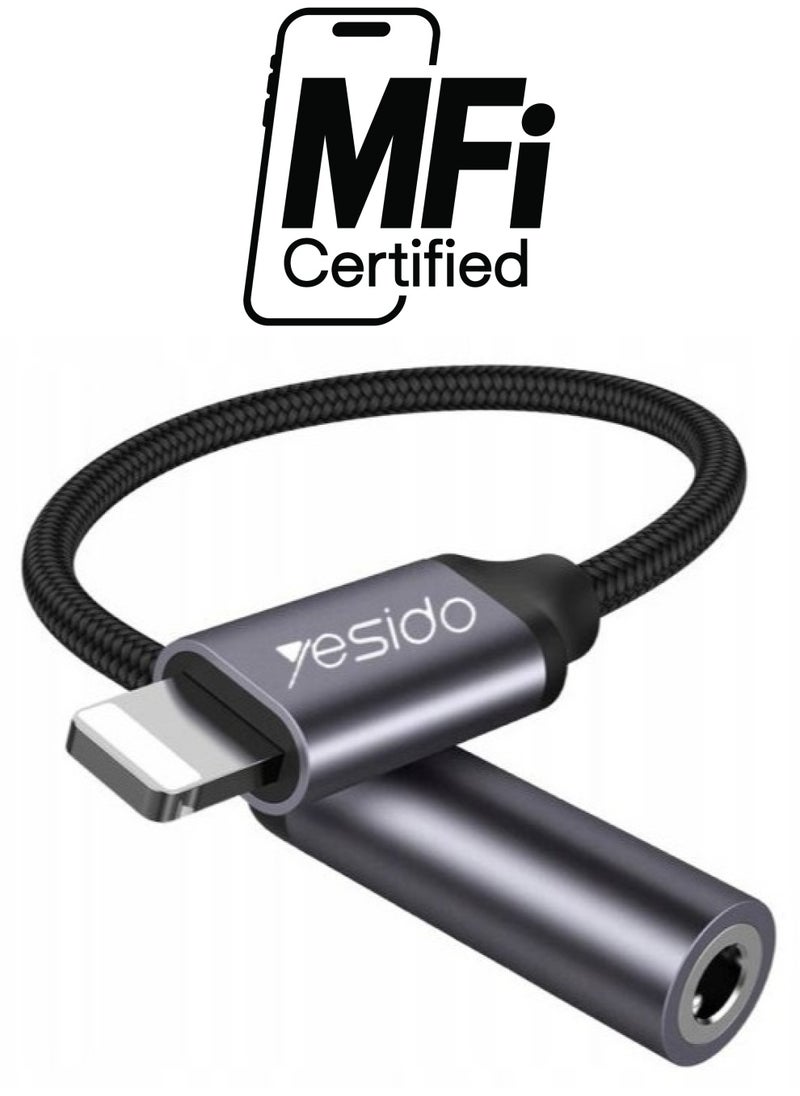 Yesido - Yesido Audio Cable AUX 3.5MM Lightning To Headphone Adapter 3.5millimeter Black - Image 1
