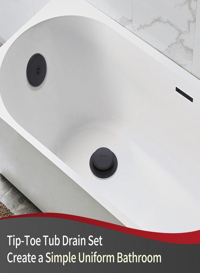 PRIMSOPH Tip-Toe Tub Drain Trim Kit with One Hole Overflow Faceplate Conversion Kit Assembly Universal Fine Coarse Thread Replacement Matte Black - Image 3