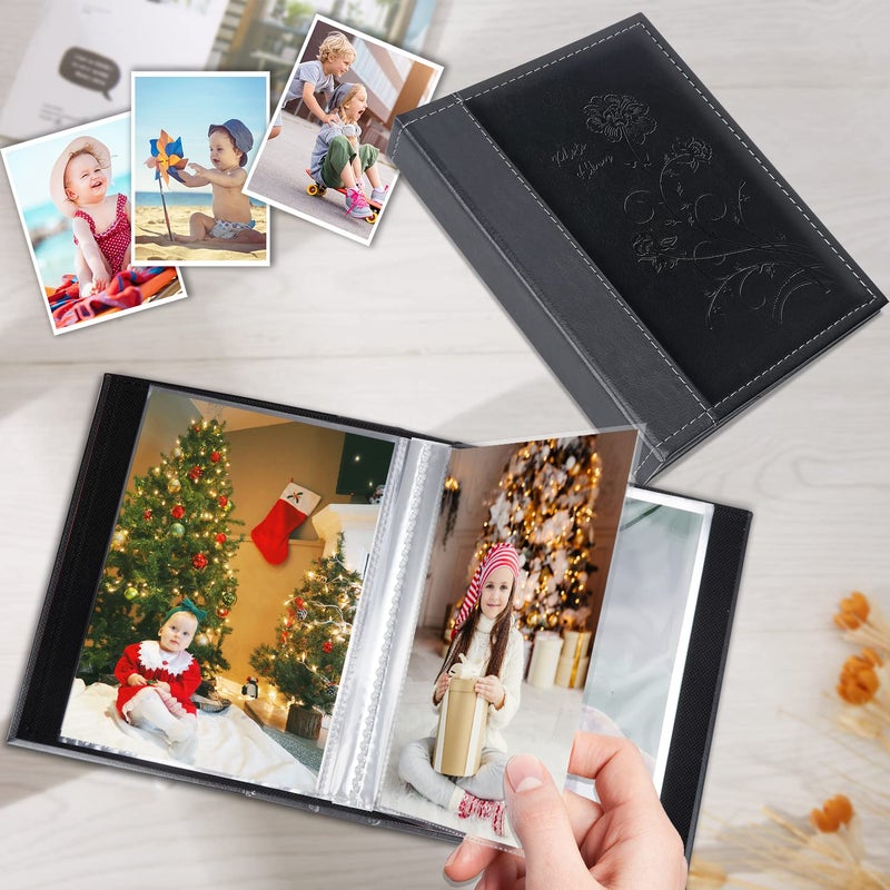 Artmag Artmag Photo Album 5x7 Clear Pages Pockets Leather Cover Slip Slide in Photo Album Book Holds 50 Vertical 5x7 Photos Picture Book for Wedding Family (Black)  - Image 4