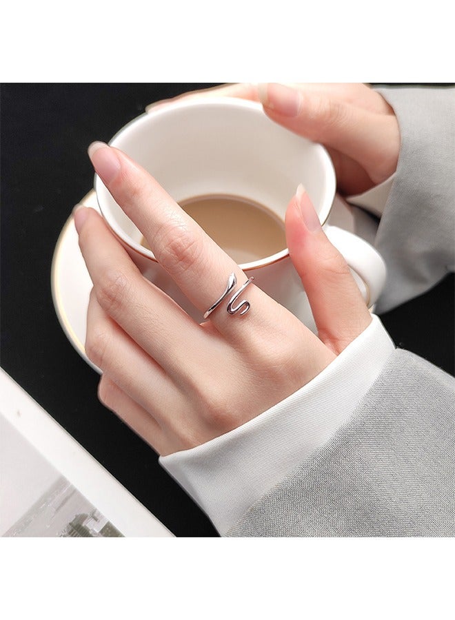 HS Luxurious And Delicate Silver Ring Made With High Quality And Precision From S925 Sterling Silver In The Shape Of A Coiled Snake To Give A Wonderful Look To The Princess Who Deserves It - Image 1