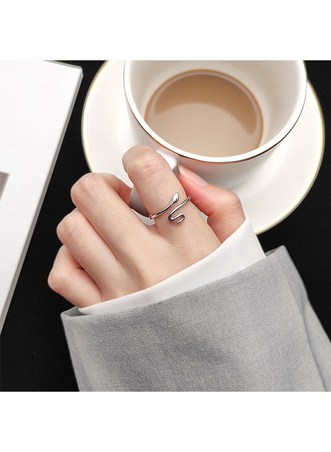 HS Luxurious And Delicate Silver Ring Made With High Quality And Precision From S925 Sterling Silver In The Shape Of A Coiled Snake To Give A Wonderful Look To The Princess Who Deserves It - Image 2