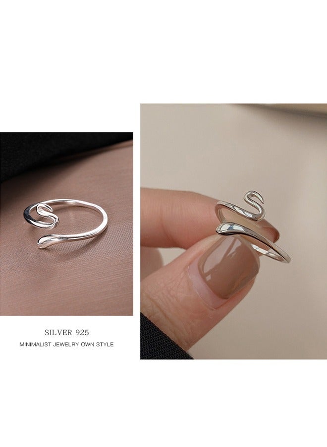 HS Luxurious And Delicate Silver Ring Made With High Quality And Precision From S925 Sterling Silver In The Shape Of A Coiled Snake To Give A Wonderful Look To The Princess Who Deserves It - Image 3