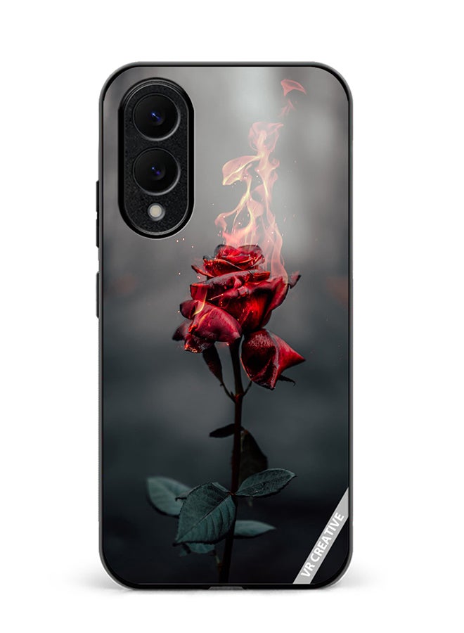 VR CREATIVE Protective Case Cover For Samsung Galaxy S25 Edge Burning Rose Design Multicolour